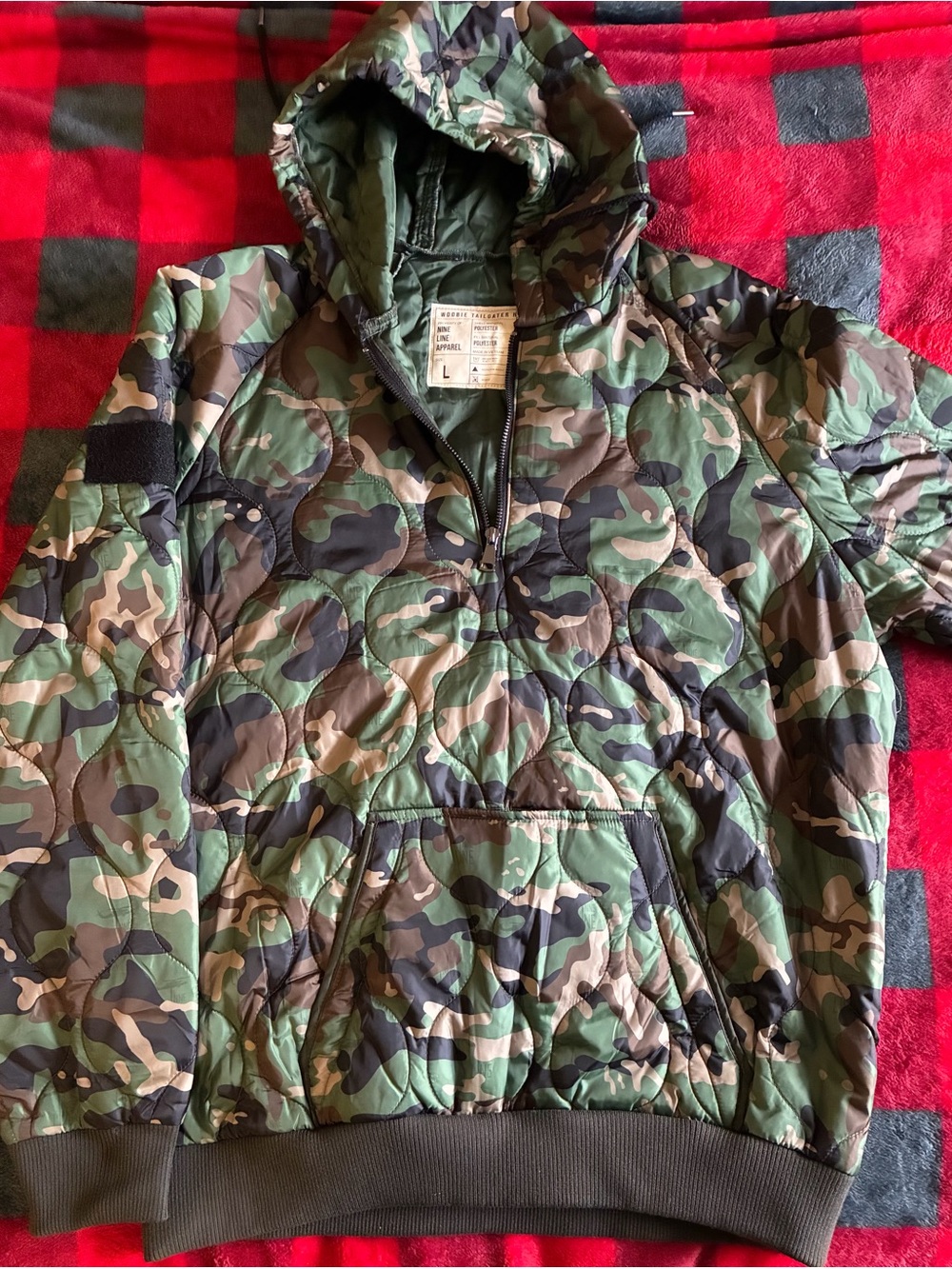 Men's Camouflage Quilted Hooded Performance Jacket - Green Camo